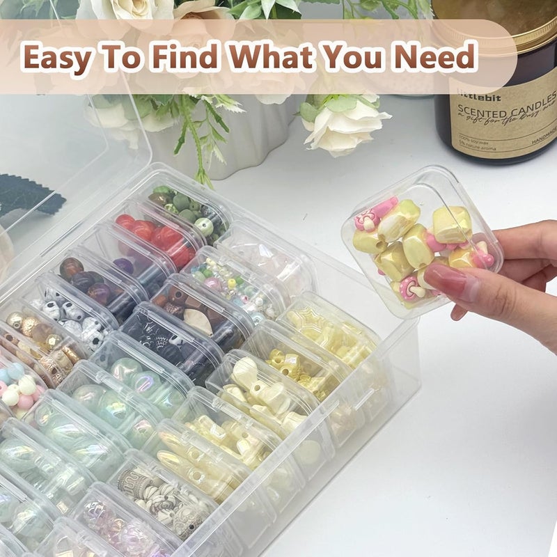 Slomg 31 Pcs Bead Organizers and Storage Containers, Clear Jewelry Earring Organizer Plastic Cases with Hinged Lid, Small Parts Craft Storage Box for DIY Bracelet Diamond Art Seed Screw Nail Sticker - Image 5